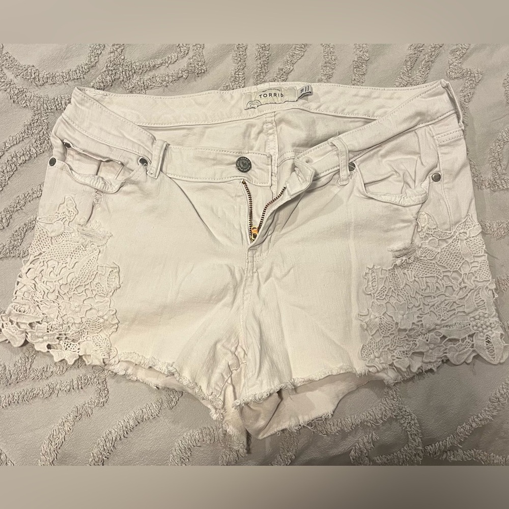 Torrid White Jean shorts